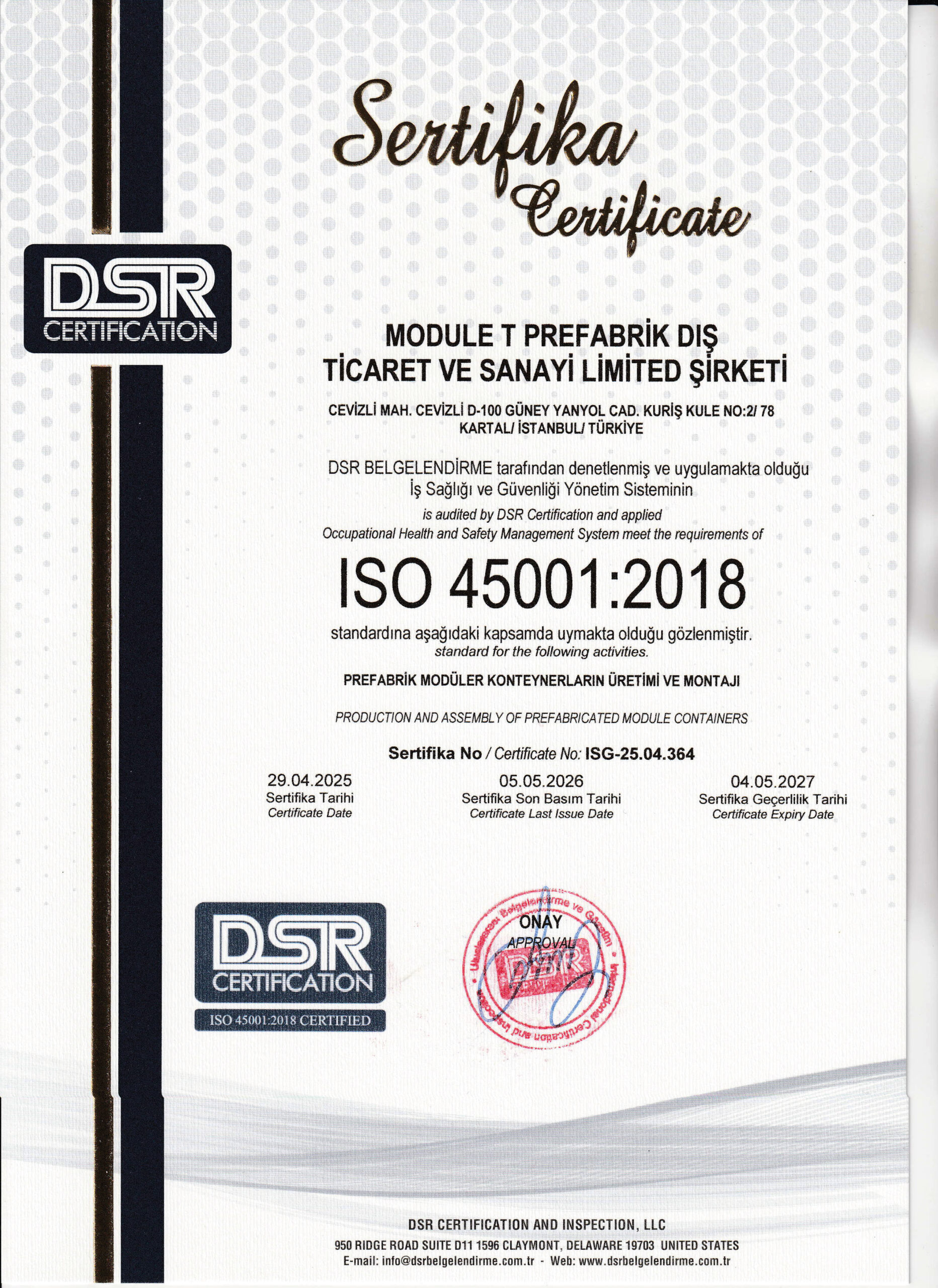 ISO 45001:2018 Occupational Health and Safety Certification